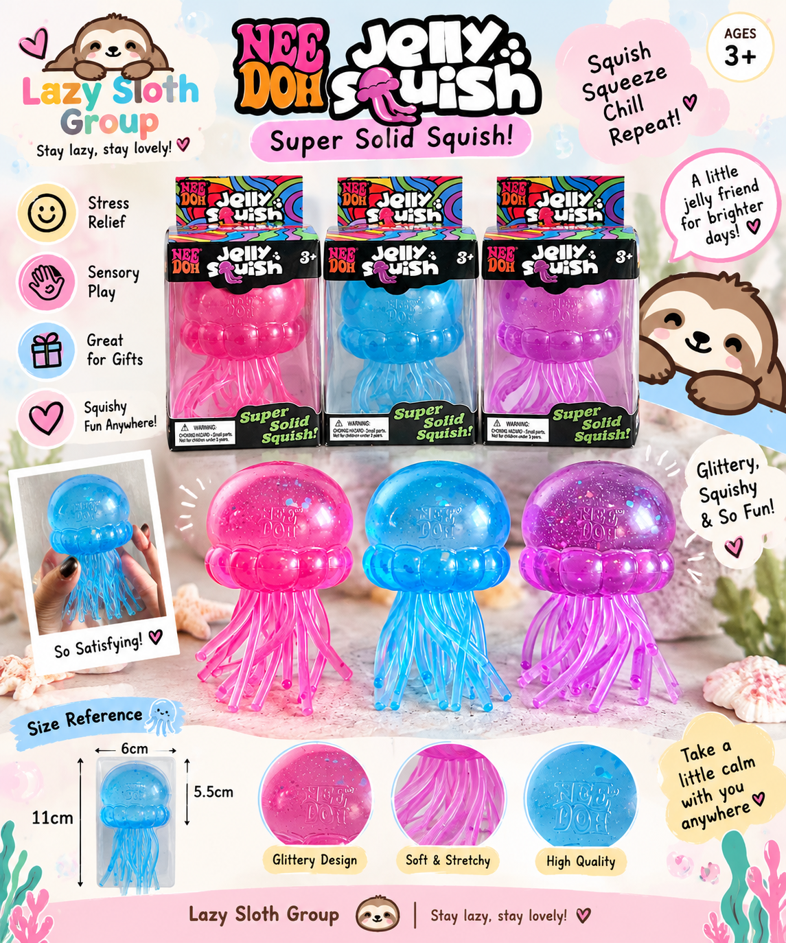 🪼 Nee Doh Jelly Squish – Super Solid Squish